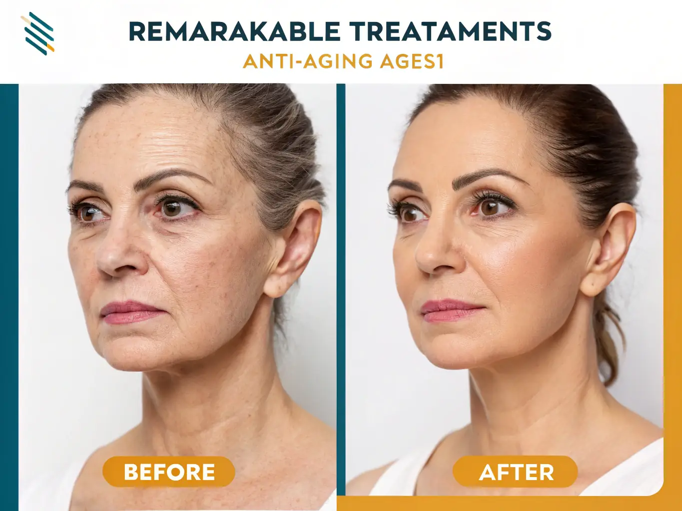 A before-and-after image showcasing the effects of dermal fillers on a client's face.